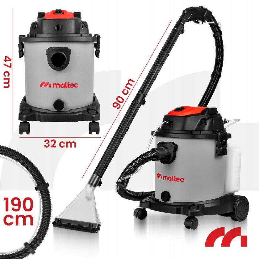 Vysavač pro mokré i suché vysávání, čištění čalounění a koberců MalTec MasterWash 2200W