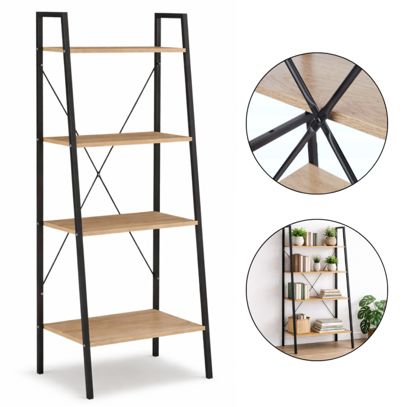 Bücherregal für Bücher und Dekorationen mit 4 Fächern - 147 cm