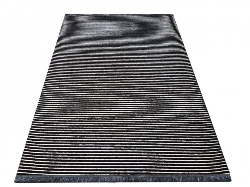 Черно-бял килим за дневна с противоплъзгащо покритие - Размерът на килима: Ширина: 160 см | Дължина: 230 см