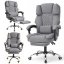 Ergonomická kancelářská židle s opěrkou nohou a masážní péčí - šedá látka