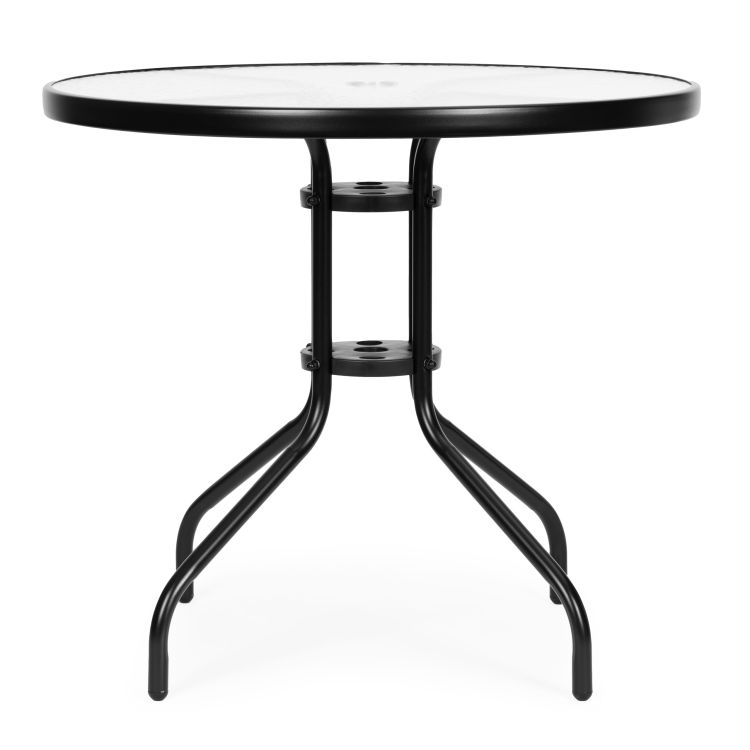 Okrúhly záhradný stôl 80 cm sklenený
