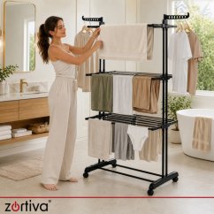 Skladací vertikálny 3-poschodový sušiak na bielizeň 178 cm s kolieskami