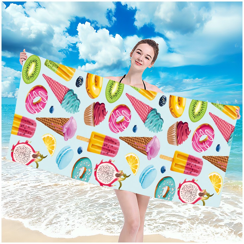 Prosop de plaja cu motiv de inghetata colorata 100 x 180 cm