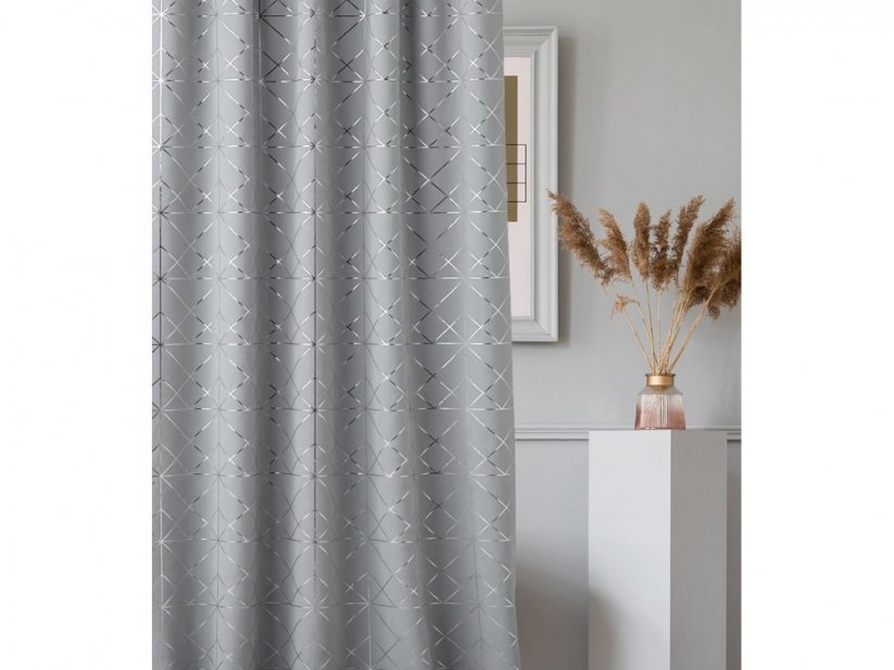 Briljantna siva zavesa s srebrnim geometrijskim vzorcem 140 x 260 cm