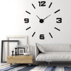 Großer Holzaufkleber Uhr 130 cm ANTRACIT
