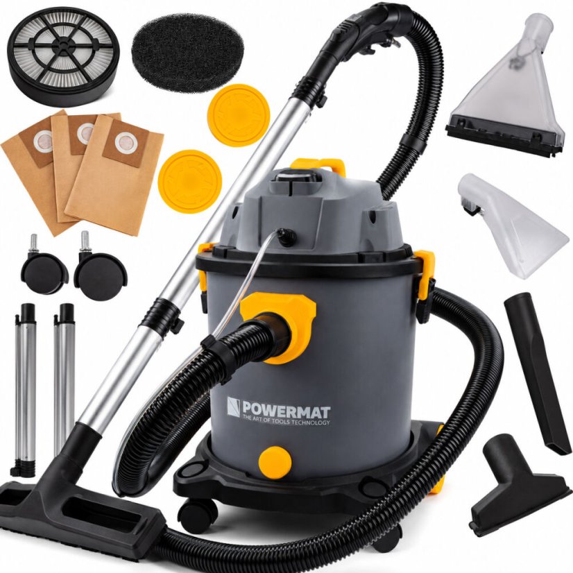 Průmyslový čistič koberců s výkonem 2000 W pro mokré i suché vysávání, objem 20 l
