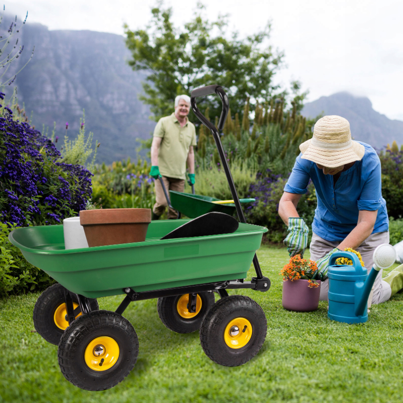 Kippbarer Gartenwagen mit festem Griff