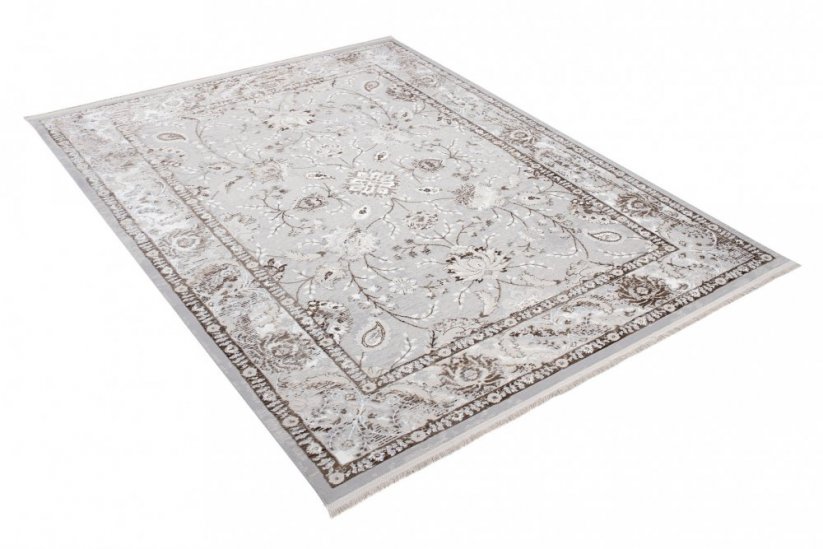 Svetlý béžovo-sivý dizajnový vintage koberec so vzormi