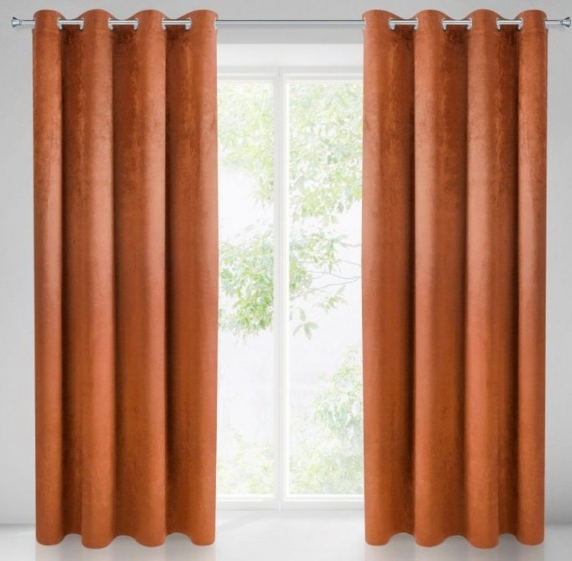 Stínící závěsy v oranžové barvě do obývacího pokoje - Rozměr: Délka: 250 cm