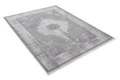 Ekskluzivni sivi tepih s bijelim istočnjačkim uzorkom