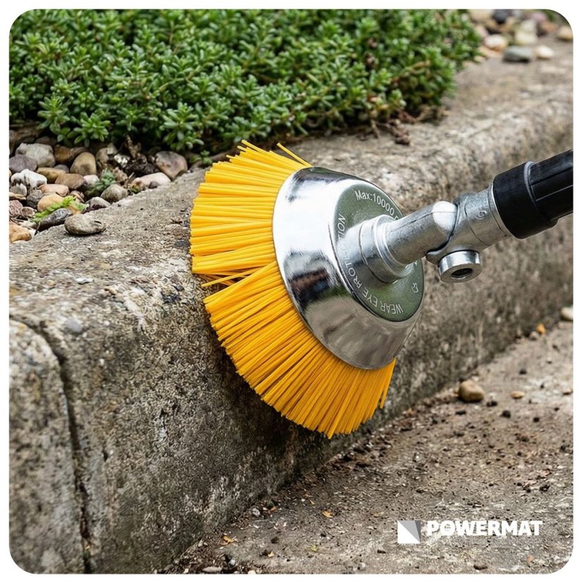 Nylonová kotúčová kefa na krovinorez 200 mm – na čistenie zámkovej dlažby a betónu