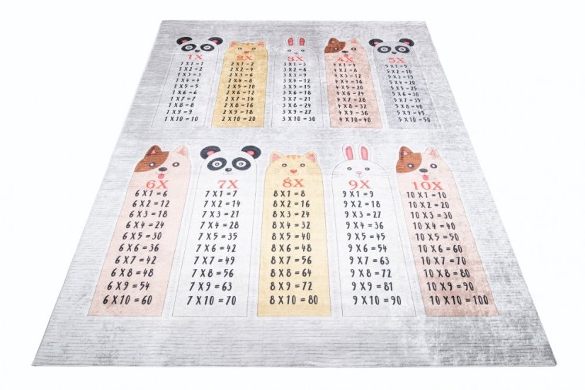 Kinderteppich mit dem Motiv einer kleinen Multiplikationstabelle