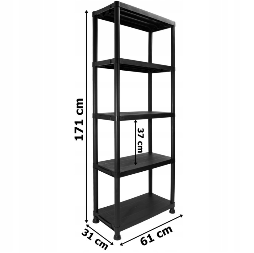 Plastový regál do pivnice a špajze s 5 policami 171 x 61 x 60 cm