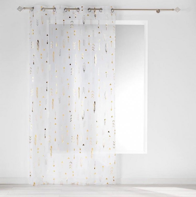 Dlouhá záclona se zlatým vzorem 140 x 240 cm