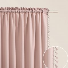 Perdea roz pudră LARA pentru panglică cu ciucuri 140 x 260 cm