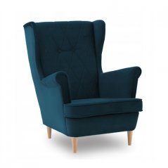 Bencinsko modri fotelj v skandinavskem slogu