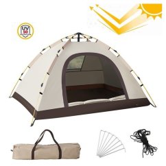 Cremefarbenes Campingzelt für 2-3 Personen 200 x 140 x 115 cm