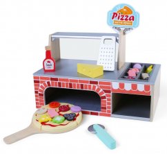 Dřevěná pizzerie pro děti spolu s doplňky