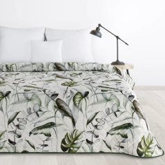 Coperta trapuntata in velluto - motivo di foglie di monstera tropicale