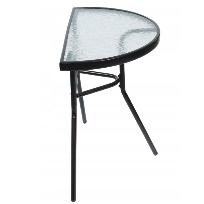 Полукръгла балконска маса - стъклена с метална конструкция