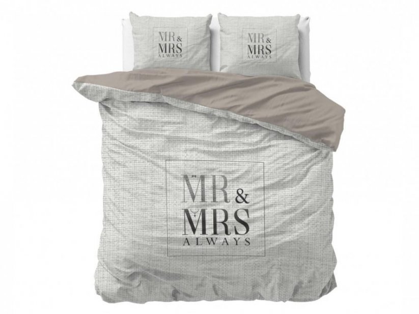 Moderné posteľné obliečky s motívom MR & MRS 160 x 200 cm