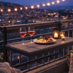 Tavolo da balcone sospeso per ringhiera 80 x 40 cm - pieghevole, regolabile