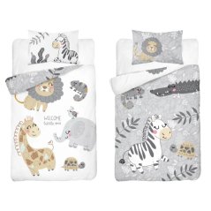 Bambusové ložní povlečení do postýlky se safari motivem – oboustranné