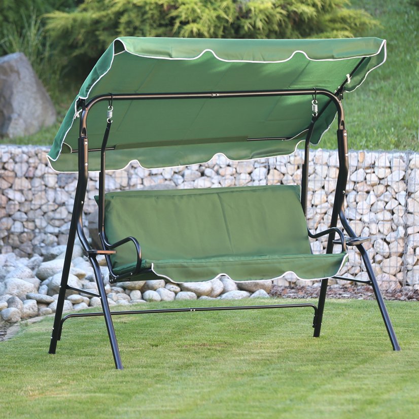 Gartenschaukel aus Stahl in dunkelgrüner Farbe