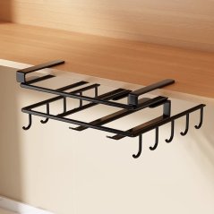 Viseča kovinska polica - kuhinjski organizator črna