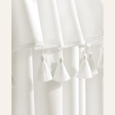 Weißer Vorhang ASTORIA mit Quasten für Drahtösen 140 x 250 cm