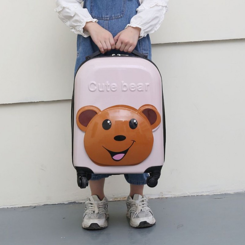 Gyermek utazótáska kerekeken, teleszkópos fogantyúval - CUTE BEAR