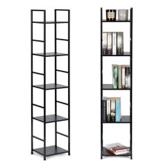 Scaffale stretto con 5 ripiani - nero