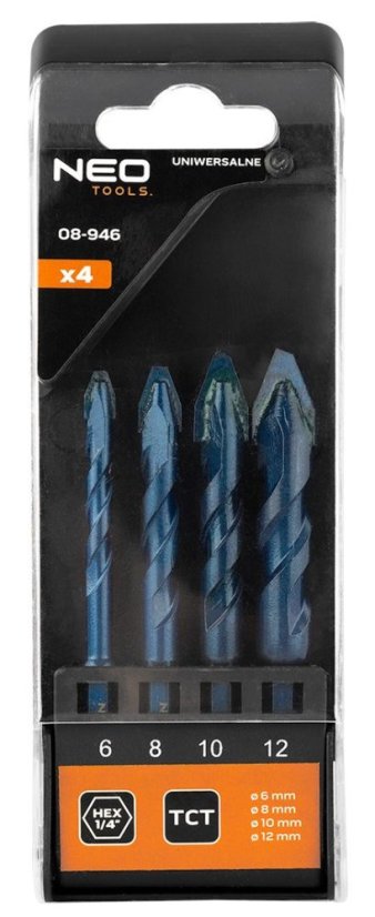 Satz Universalbohrer HEX - 4 Stück (6, 8, 10, 12 mm)