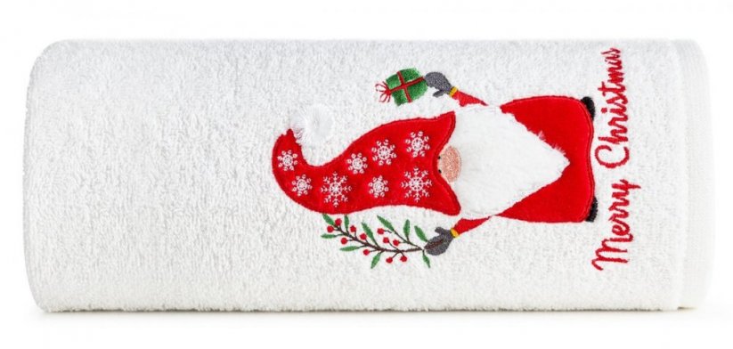 Bavlněný bílý ručník s vánočním trpaslíkem - Rozměr: Šírka: 50 cm | Dĺžka: 90 cm