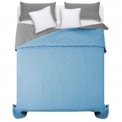 Copriletto reversibile blu-grigio per letto matrimoniale 220 x 240 cm