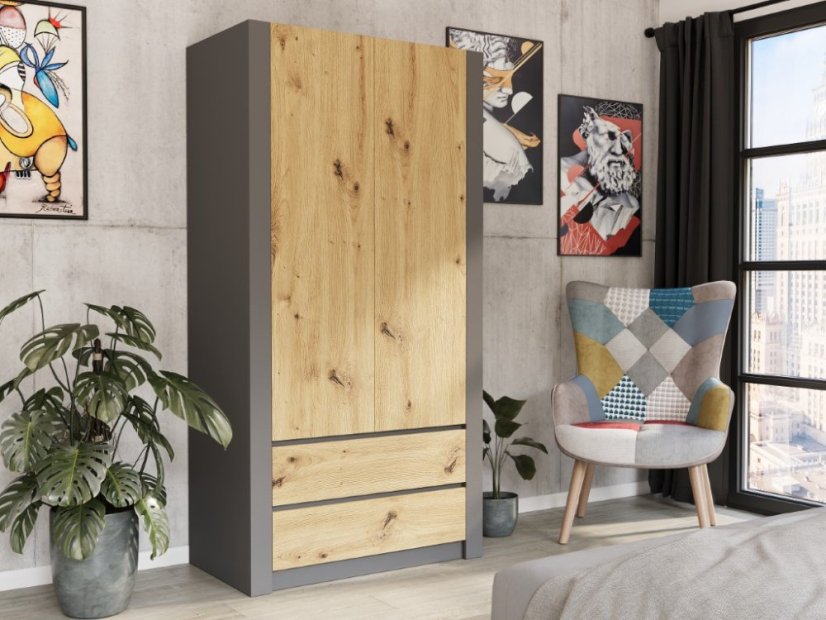 Modern kétajtós gardróbszekrény MODERN B20 180 x 90 x 55 cm - különböző színváltozatokban.