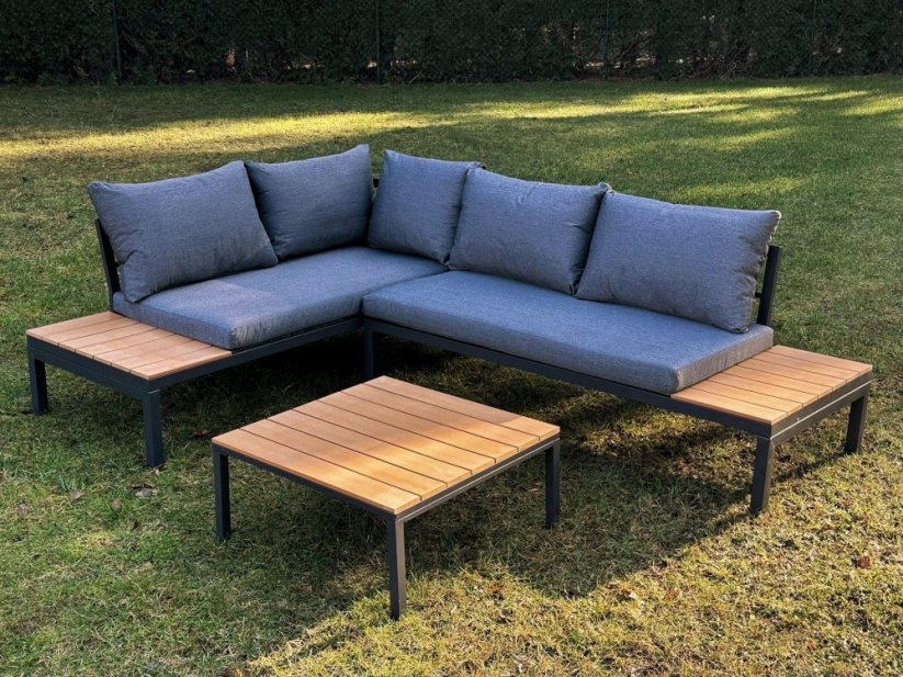 Záhradný rohový set - hnedý
