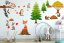 Adesivo da muro colorato per bambini con design animali della foresta felici