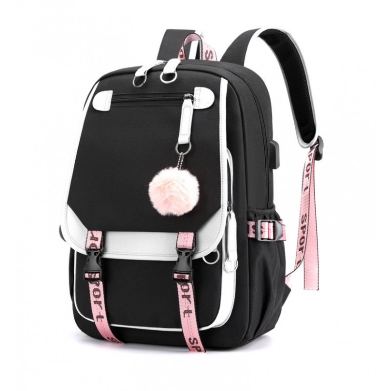 Ergonomischer Schulrucksack für Jugendliche - rosa-schwarz