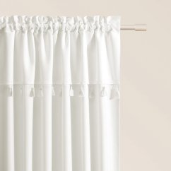 Weißer Vorhang ASTORIA mit Quasten auf Bindeband 140 x 250 cm