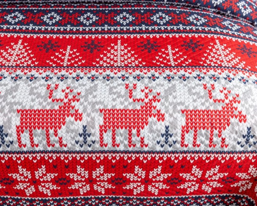 Rote Weihnachtsbettdecke mit nordischem Muster