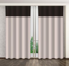 Draperie decorativă roz deschis cu dungi maro