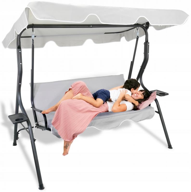 Záhradná hojdačka 170 x 110 x 153 cm – svetlo sivá