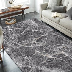 Covor gri modern cu model natural - dreptunghiular