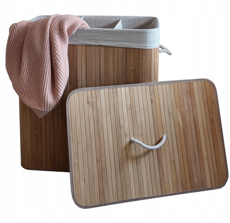 Bambusový kôš na bielizeň – 3 komory, 150 l