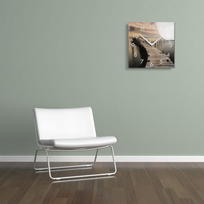 Ceas decorativ din sticlă cu imprimeu lac, 30 cm
