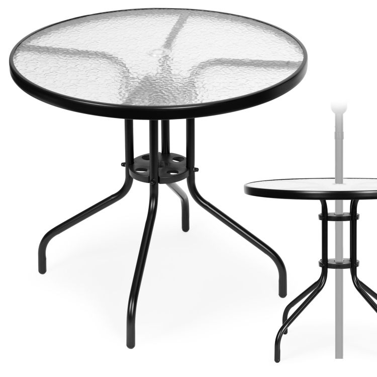 Okrúhly záhradný stôl 80 cm sklenený