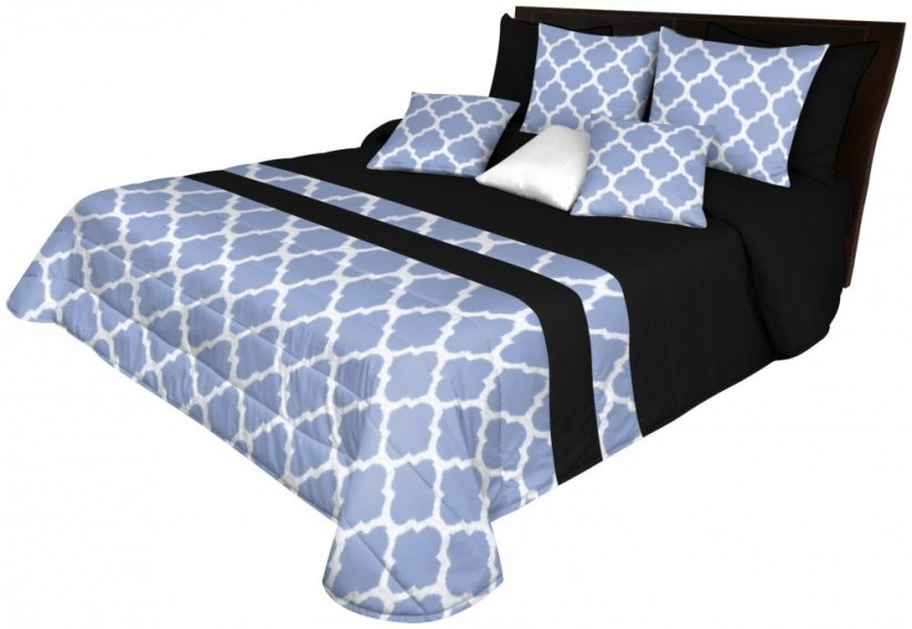Luxusný prešívaný prehoz na posteľ s modrým vzorom