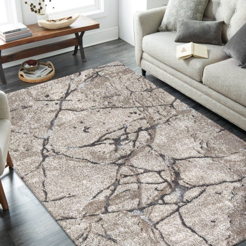 Modern bézs színű szőnyeg természetes mintával - téglalap alakú