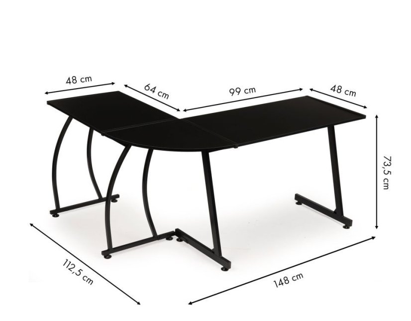 Moderna kotna miza  LOFT črna